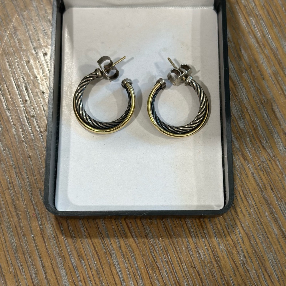 David Yurman Elegant Gold and Silver Hoop Earrings